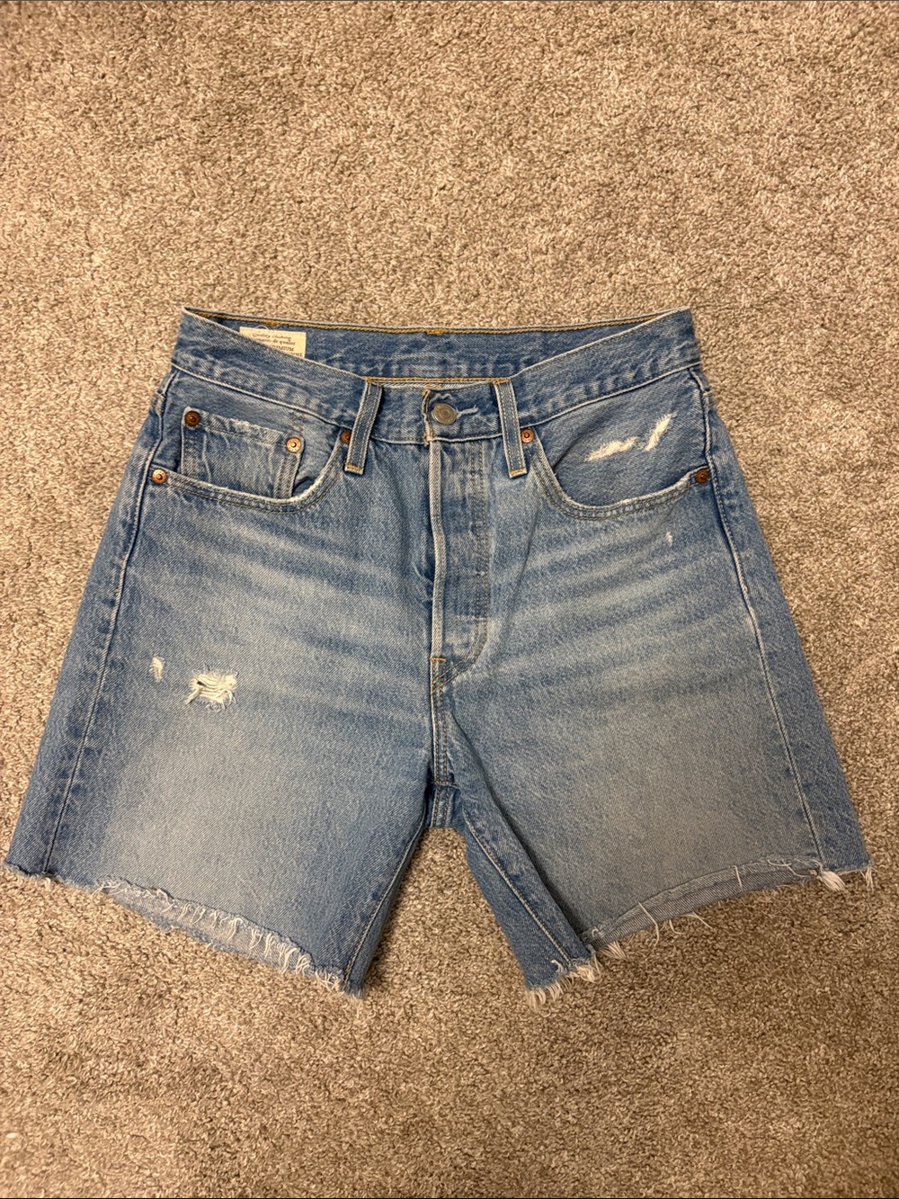 Levi's Light Blue Distressed Denim Shorts